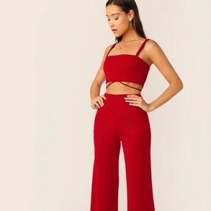 Red Set with Waist Tie. Never Worn!